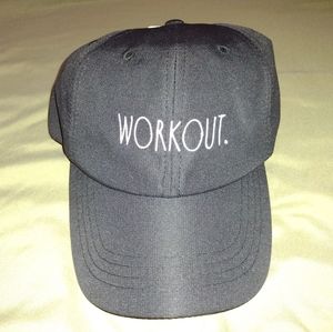 Rae Dunn "WORKOUT" Black Baseball Cap NWT